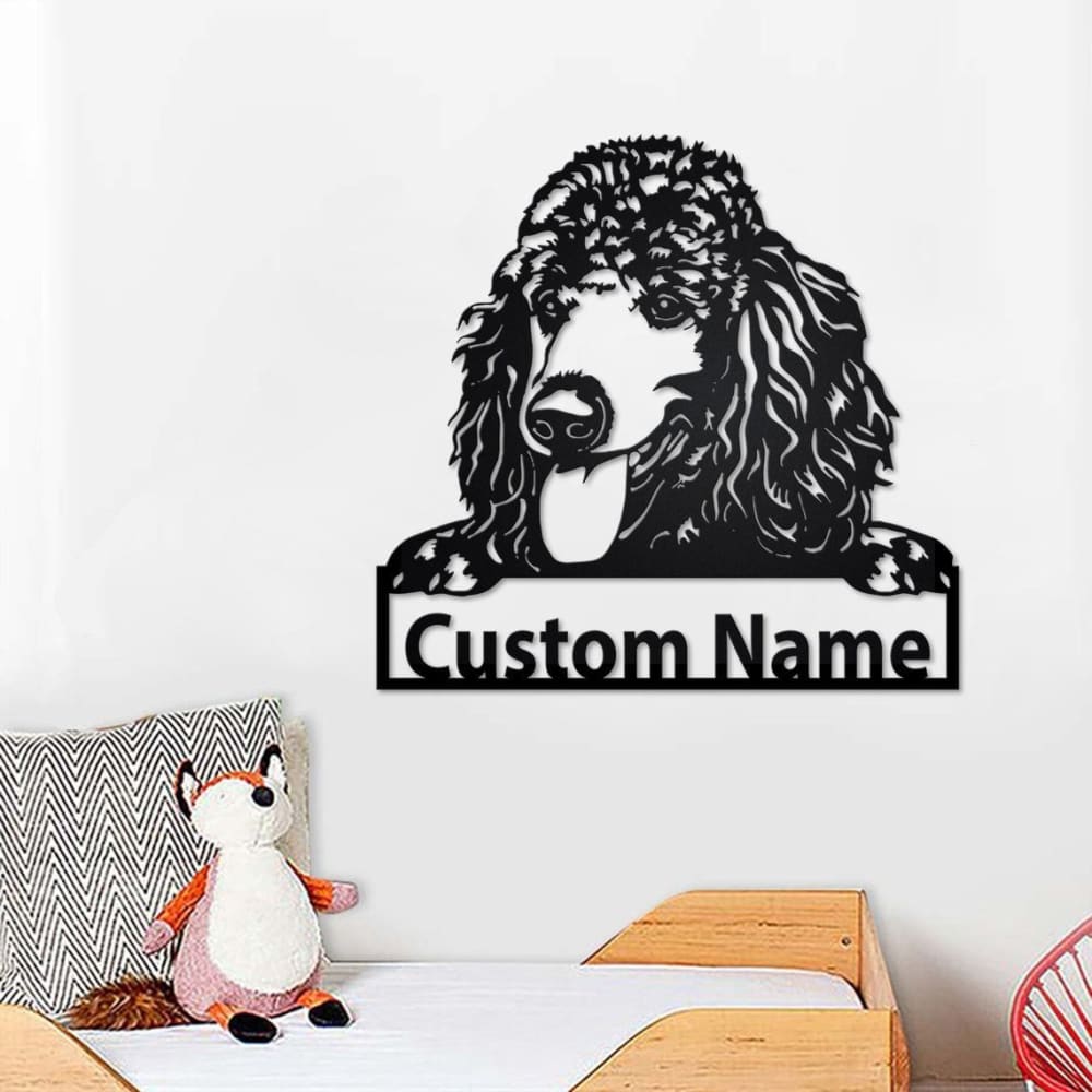 Personalized Poodle Dog Cut Metal Sign, Dog Lover Custom Name Metal Wall Art, Laser Cut Metal Signs Poodle Dog