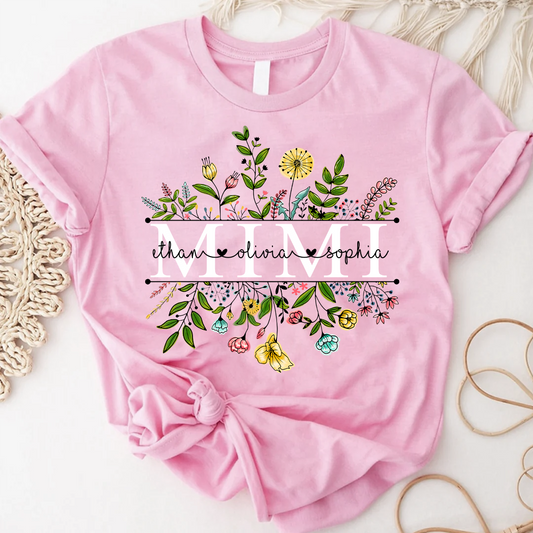 Personalized Mimi Shirt, Wildflowers Mimi And Grandkids T-Shirt, Mimi Shirt Grandkids Names, Best Gift for Mimi, Shirts for Mimi
