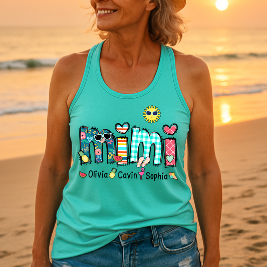 Summer Mimi Tank Bella Canvas, Custom Nickname With Grandkids Name, Love Summer