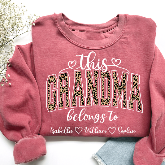 This Grandma Leopard Belongs To And Grandkids Sweatshirt