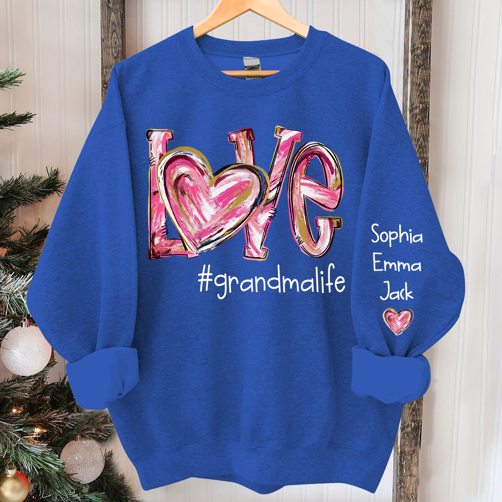 Love grandmalife pink color Christmas And Grandkids Sweatshirt