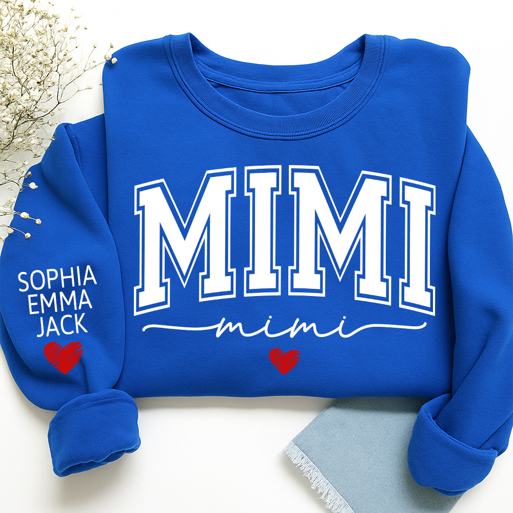 Personalized Mimi Sweatshirt with Grandkids’ Names, Gift for Grandma Birthday Christmas Sweatshirt