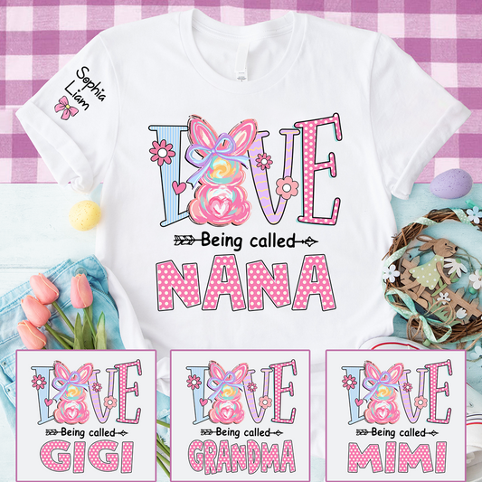 Personalized Nana Bunny Shirt For Easter, Custom Grandma Shirt With Kids Names