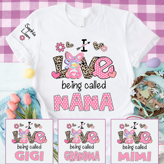 I Love Being Called Nana Shirt, Cute Nana T Shirt With Bunny And Floral Graphic