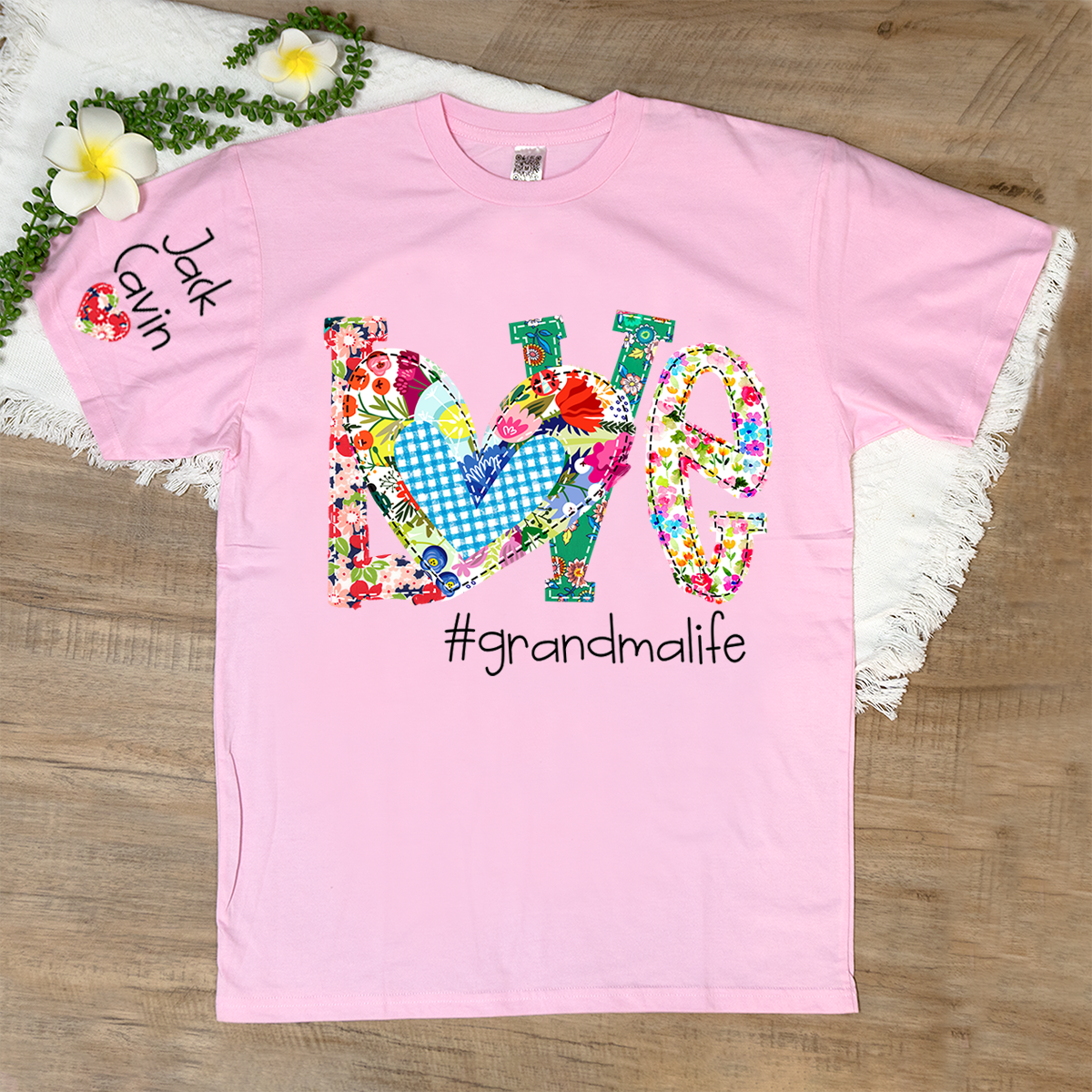 Personalized Love Grandma Life Floral Shirt, Custom Nickname And Grandkids, Mother's Day Gift T-Shirt