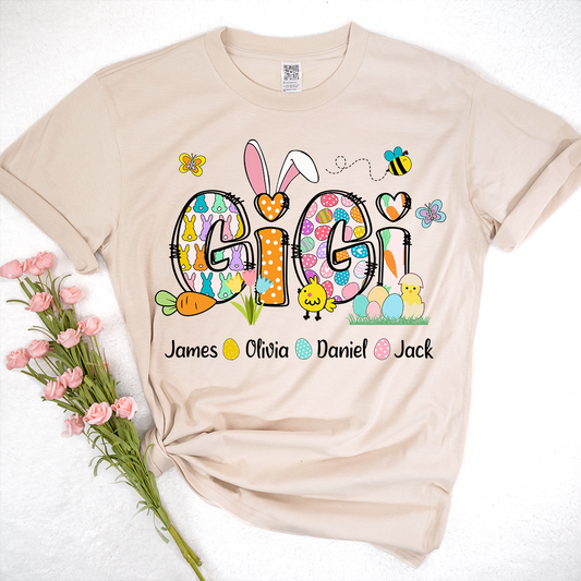 Personalized Gigi Easter Bunny Gift For Family, Custom Grandma And Grandkids T-Shirt