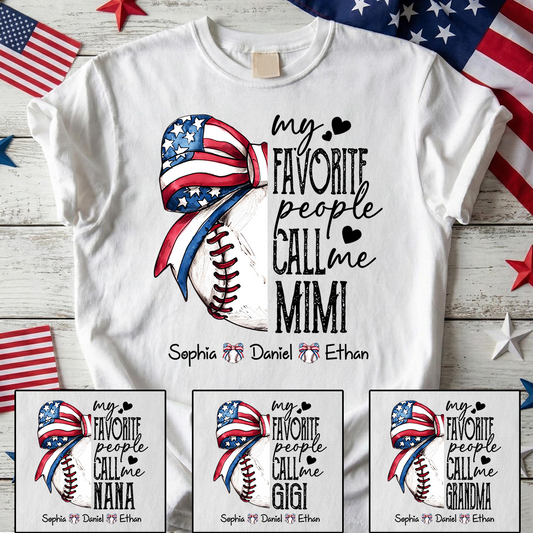Personalized Mimi Baseball Shirt, My Favorite People Call Me Mimi T Shirt, Custom Grandma Baseball Gift with Kids Names