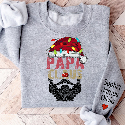 Papa Claus Christmas 2023 Gift Custom Name Kids Sweatshirt