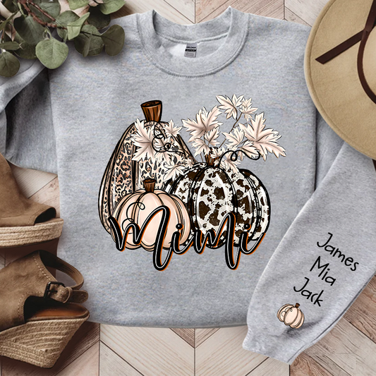 Personalized Mimi, Grandma cowhide pumpkin, Autumn Sweatshirt