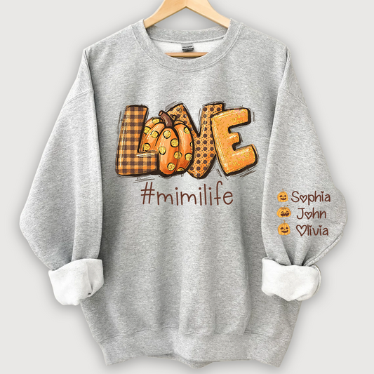 Love Mimi Life Autumn Pumpkins And Grandkids Sweatshirt