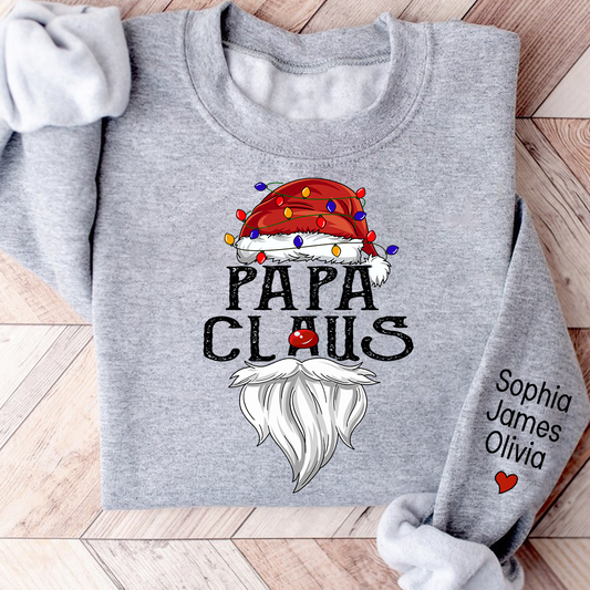 Personalize Merry Christmas Papa Claus, Dad Claus 2023 Gift Custom Name Kids Sweatshirt