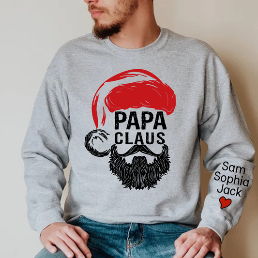 Christmas Papa Claus 2023 Gift Custom Name Kids Sweatshirt