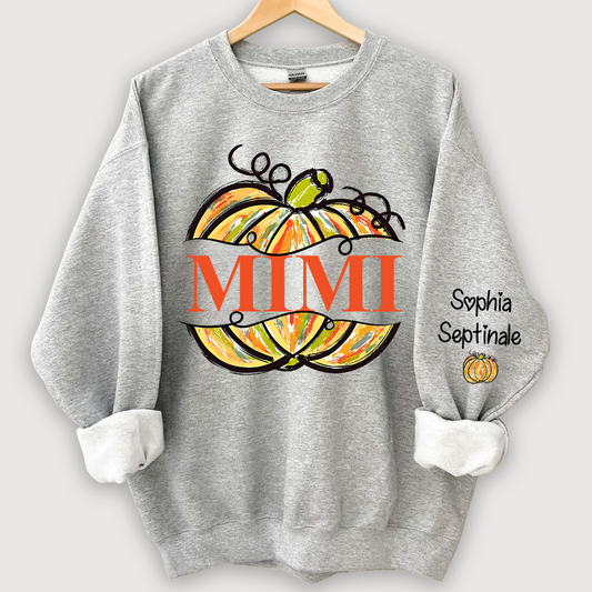 Personalized Pumpkin Color Painted Mimi And Grandkids CL01 Sweatshirt