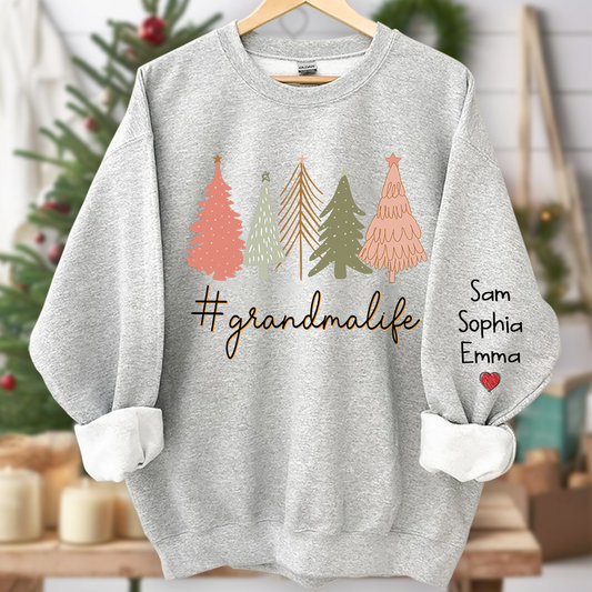 Christmas Tree Custom Grandmalife And Kids Merry Christmas, Grandma Gift Sweatshirt