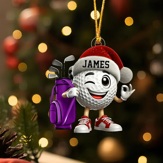 Personalized Golf Ball Ornament 2025 – Custom Name Christmas Ornament for Golfer, Golf Lovers Gift Ornament