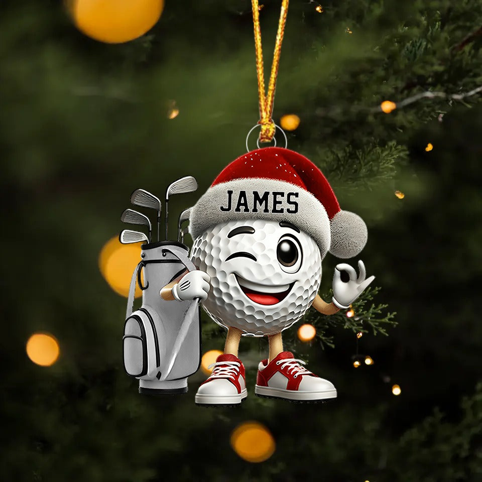 Personalized Golf Ball Ornament 2025 – Custom Name Christmas Ornament for Golfer, Golf Lovers Gift Ornament