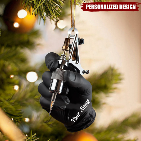 Personalized Tattoo Machine Ornament 2025, Custom Acrylic Decoration, Unique Christmas Gift For Tattoo Artists And Ink Lovers Ornament
