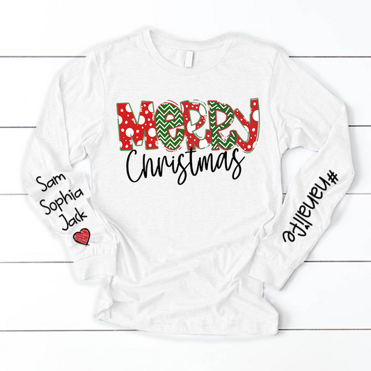 Merry Christmas Shirt, 2023 Christmas Nanalife, Custom Grandmalife Christmas Longsleeve