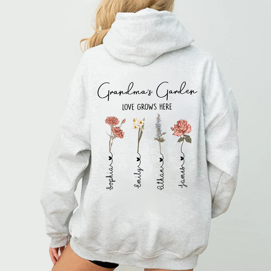 Grandma's Garden Love Grows Here With Grandkids Hoodie