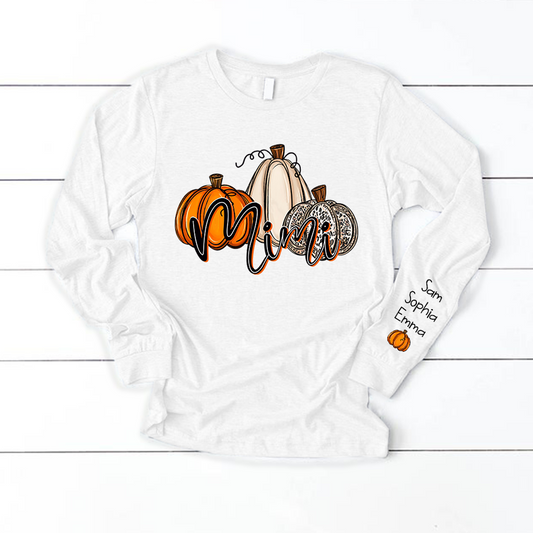 Personalized Mimi, Grandma Pumpkins Autumn Longsleeve
