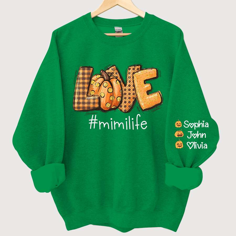 Love Mimi Life Autumn Pumpkins And Grandkids Sweatshirt