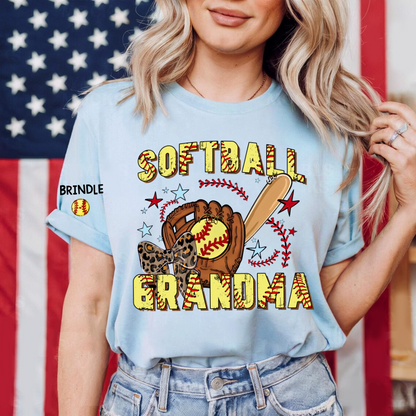 Softball Grandma Game Day, Personalized Grandma and Grandkids Gift For Family T-shirt
