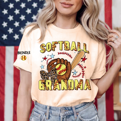 Softball Grandma Game Day, Personalized Grandma and Grandkids Gift For Family T-shirt
