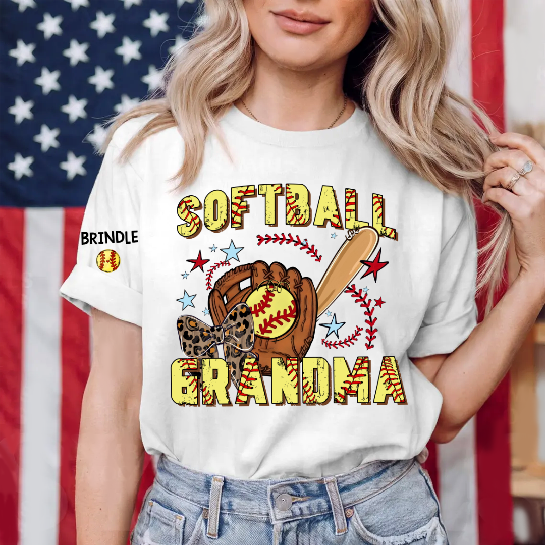 Softball Grandma Game Day, Personalized Grandma and Grandkids Gift For Family T-shirt