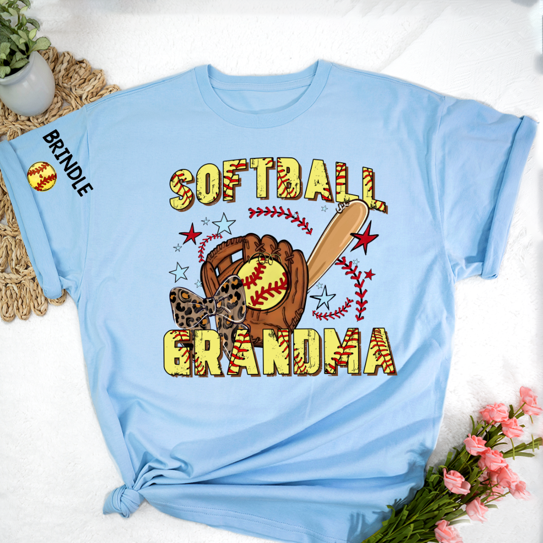 Softball Grandma Game Day, Personalized Grandma and Grandkids Gift For Family T-shirt