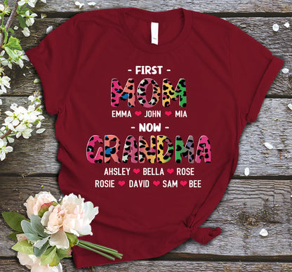 First Mom Now Grandma Leopard Shirt