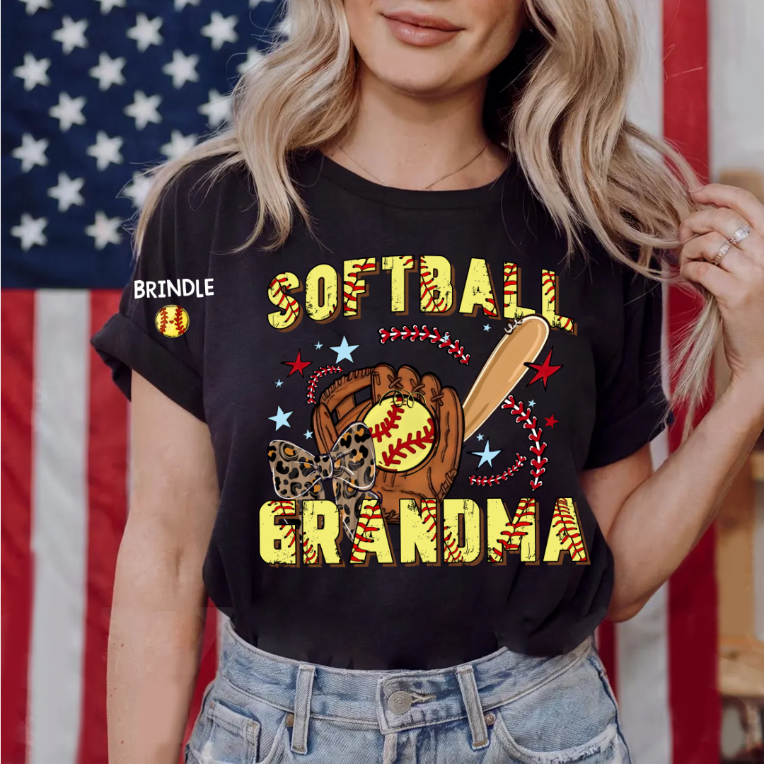 Softball Grandma Game Day, Personalized Grandma and Grandkids Gift For Family T-shirt