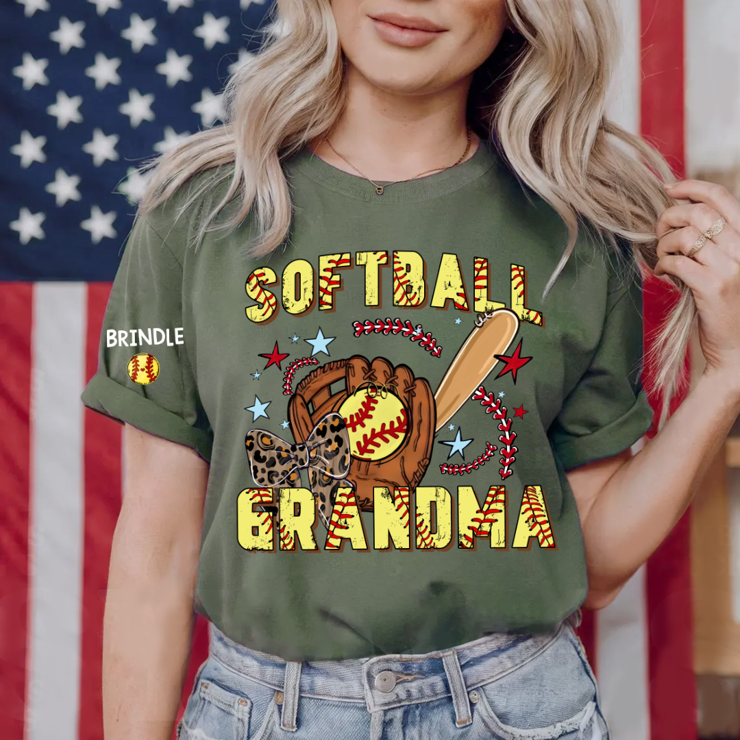 Softball Grandma Game Day, Personalized Grandma and Grandkids Gift For Family T-shirt