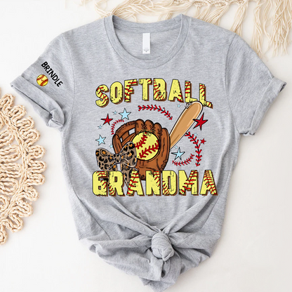 Softball Grandma Game Day, Personalized Grandma and Grandkids Gift For Family T-shirt