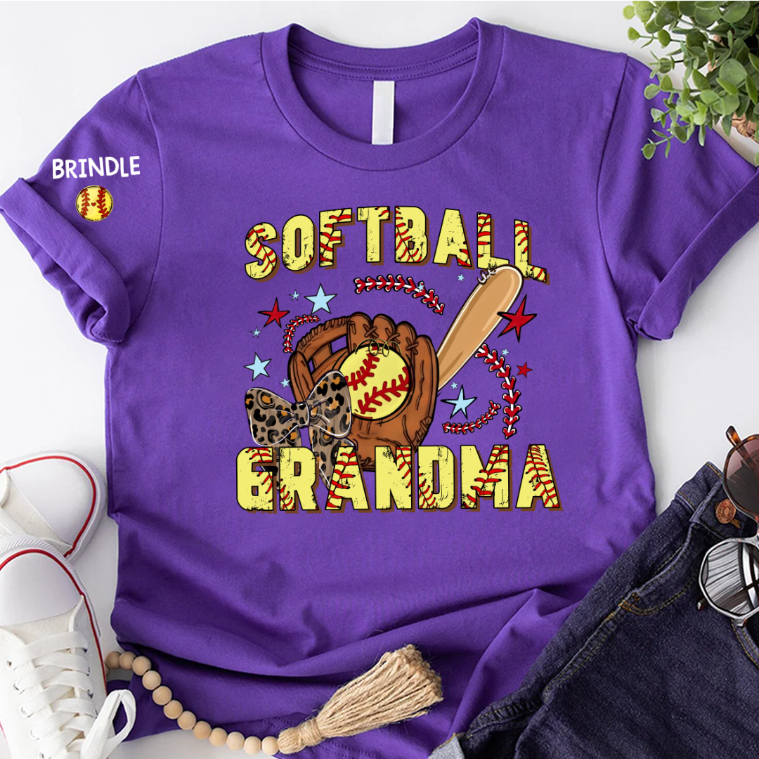 Softball Grandma Game Day, Personalized Grandma and Grandkids Gift For Family T-shirt