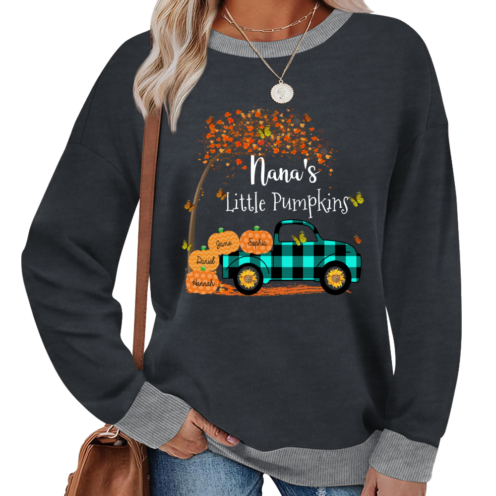 Nana's Little Pumpkins And Grandkids Gift Autumn Sweatshirt