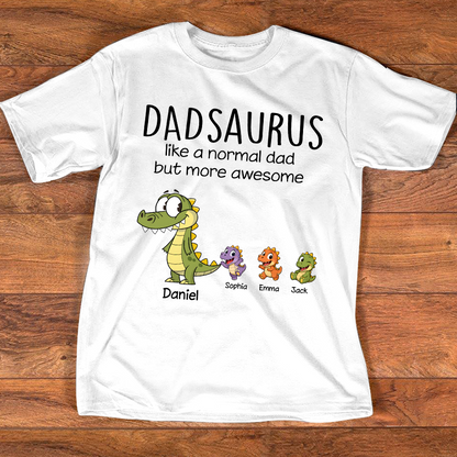 Personalized Dad Dinosaur Shirt with Custom Kids Names, Funny Grandpa Family T Shirt for Dad Daddy, Father's Day Birthday Gift