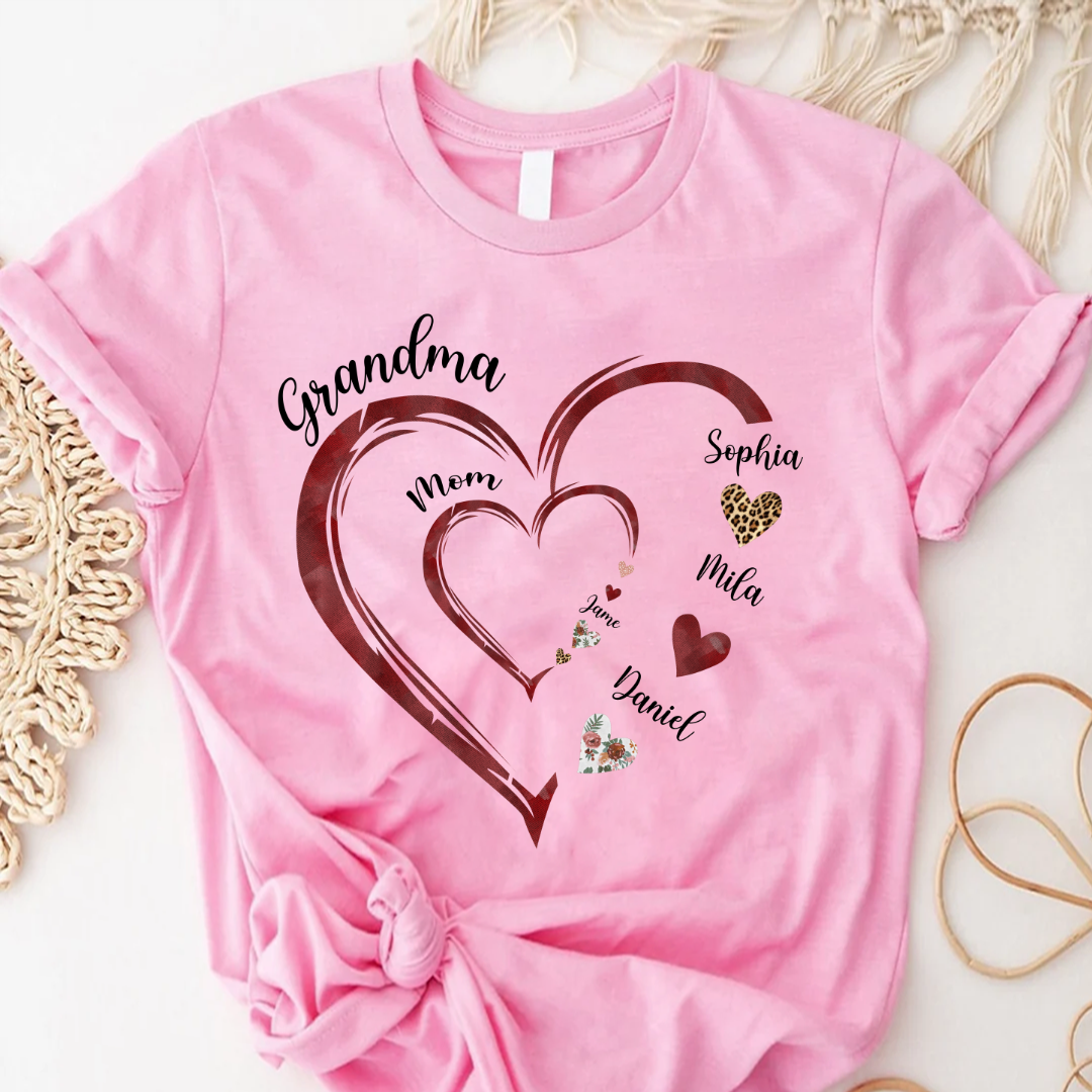 Personalized Mom And Grandma Heart Perfect Gift for Christmas Shirt