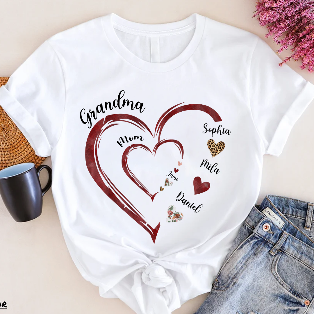 Personalized Mom And Grandma Heart Perfect Gift for Christmas Shirt