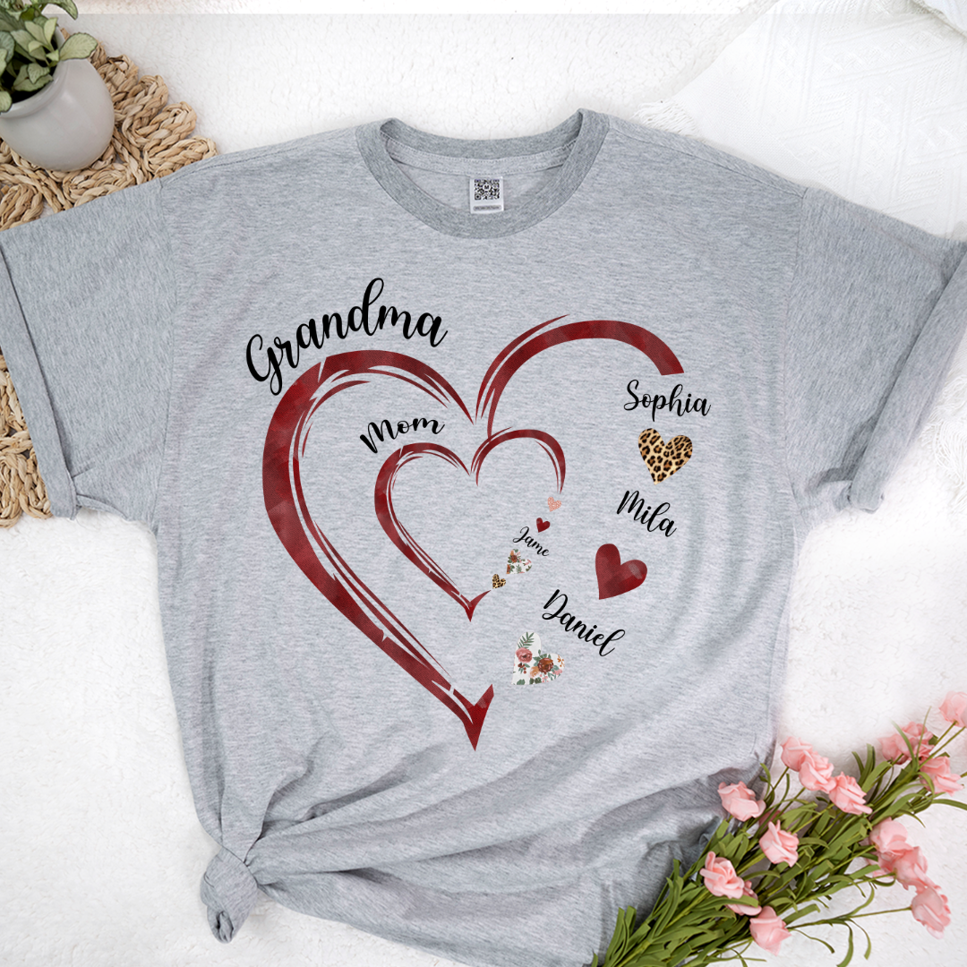 Personalized Mom And Grandma Heart Perfect Gift for Christmas Shirt
