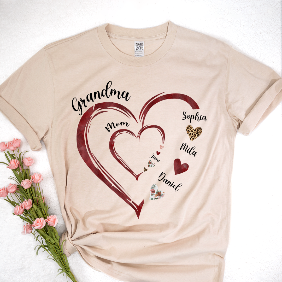 Personalized Mom And Grandma Heart Perfect Gift for Christmas Shirt