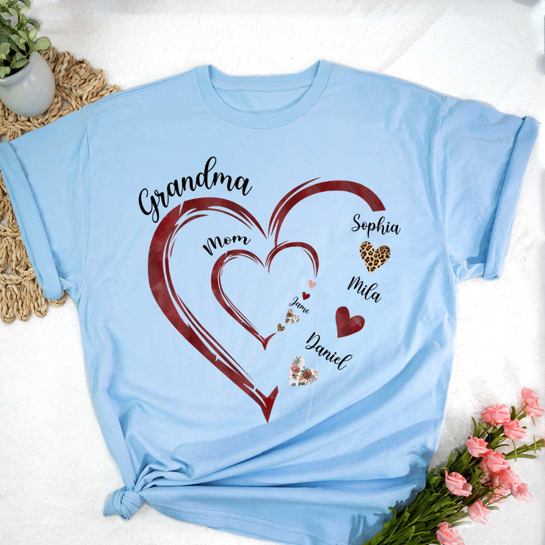 Personalized Mom And Grandma Heart Perfect Gift for Christmas Shirt