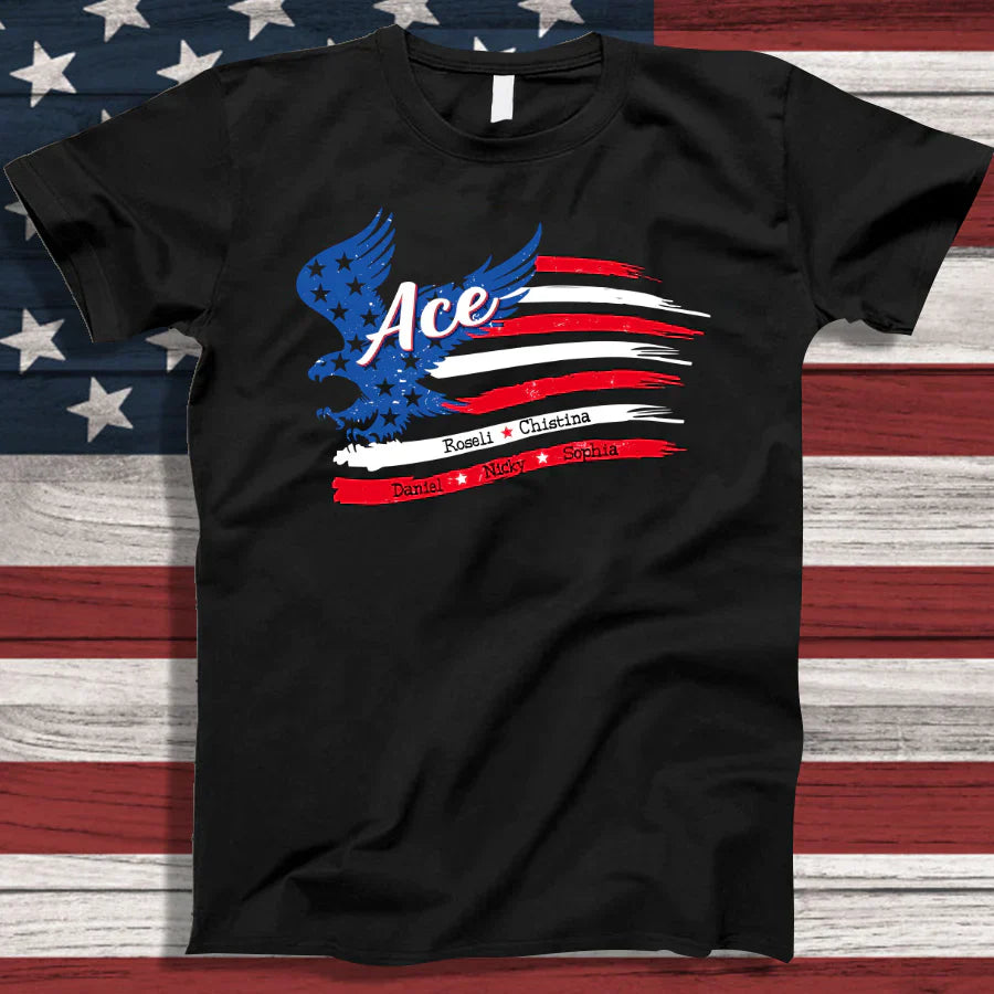Ace With Grandkids Names 4th Of July CTL94 T-Shirt