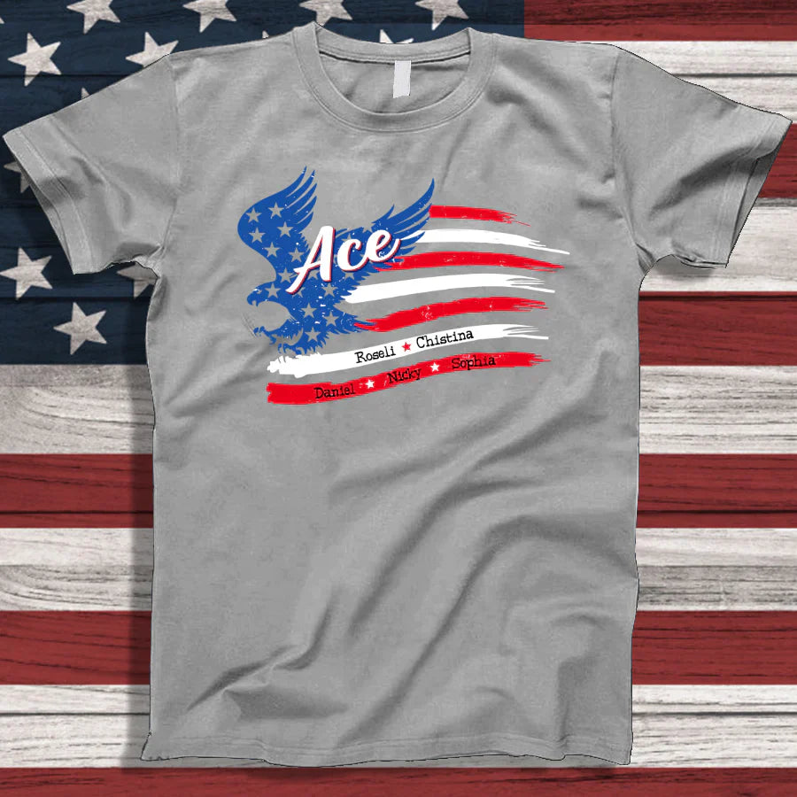 Ace With Grandkids Names 4th Of July CTL94 T-Shirt