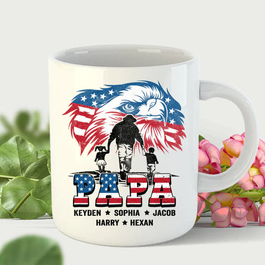 American Eagle Flag Papa And Grandkids CTH01 Mug