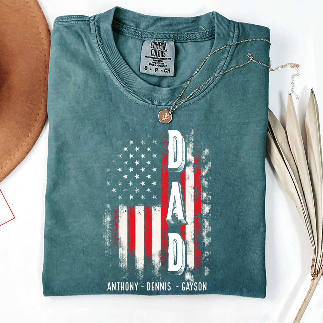 American Papa Dad and Grandkids Father's Day Gift Comfort Colors® T-shirt