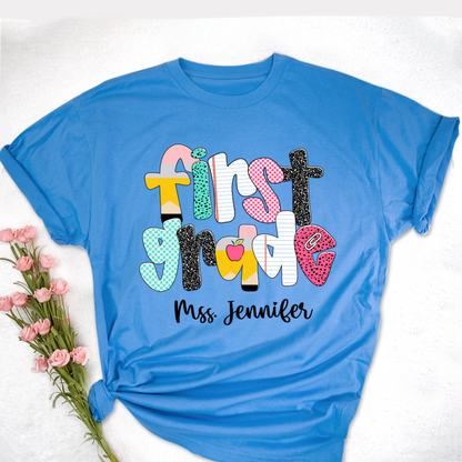 Custom Grade Leve Back To School, Teacher Team Shirt