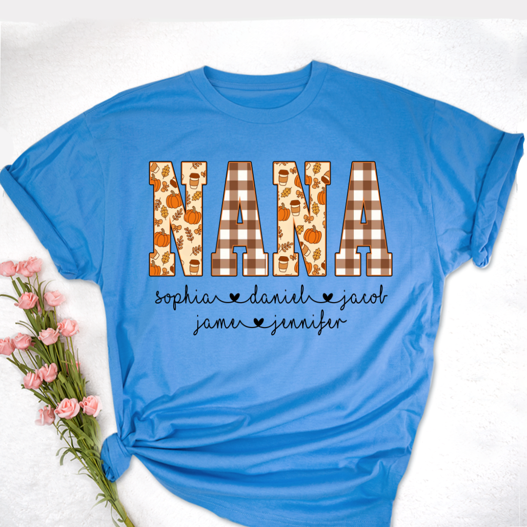 Autumn Nana Custom Nana And Grankids Fall Vibes Shirt