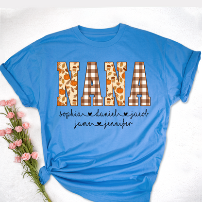 Autumn Nana Custom Nana And Grankids Fall Vibes Shirt