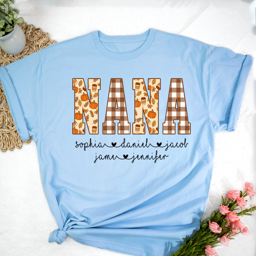Autumn Nana Custom Nana And Grankids Fall Vibes Shirt