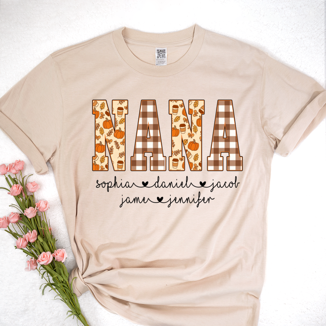 Autumn Nana Custom Nana And Grankids Fall Vibes Shirt